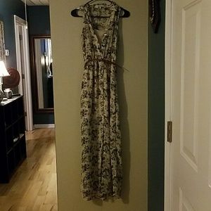 Long and Beautiful Flowers with Skulls Dress.